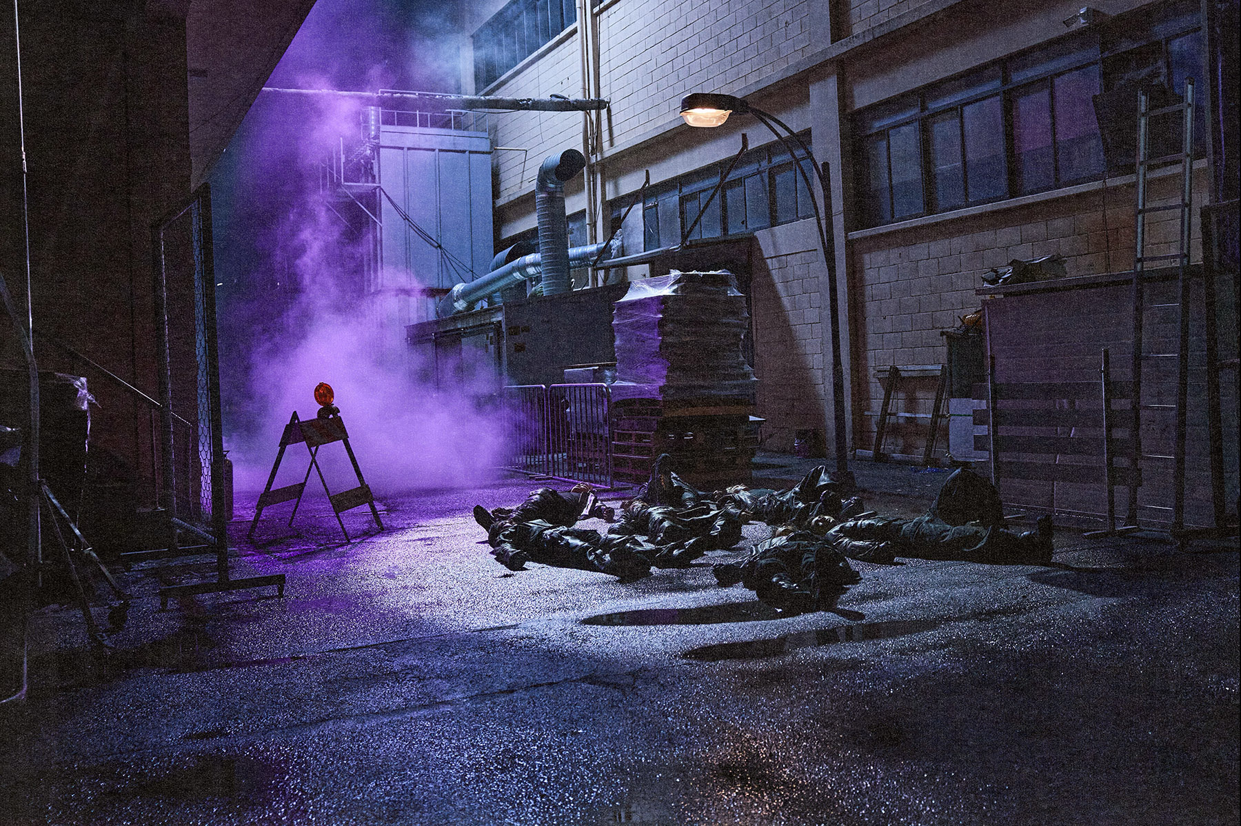 The vampire fugitives sighted in a city alleyway, moments before their discovery by the Vampire Pursuit Unit.