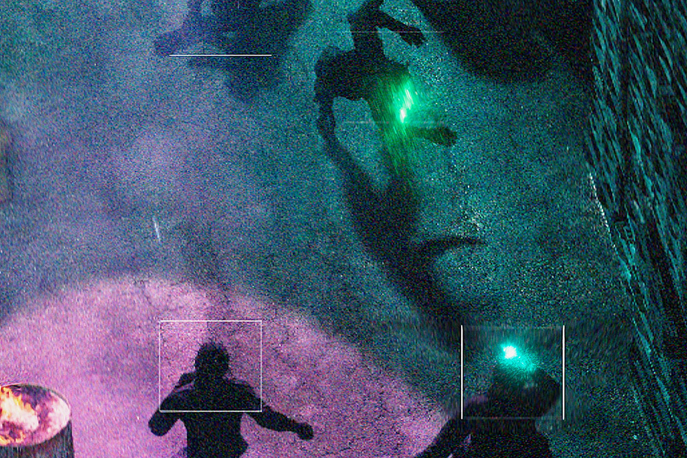 Helicopters circling above the city during the out-of-control chase